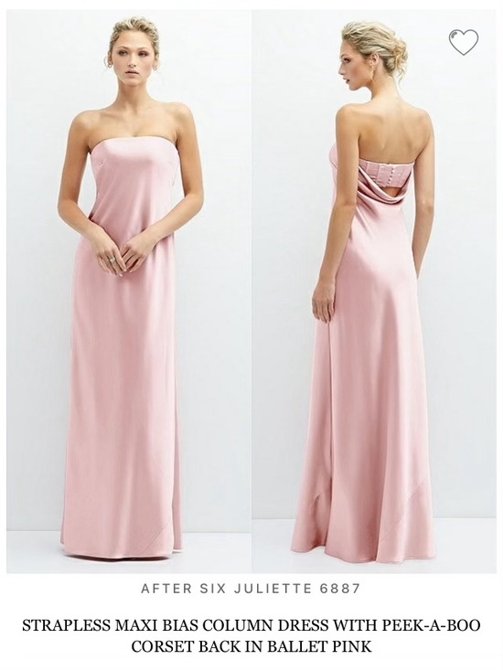 Dessy Group Dresses & Skirts - After Six Satin Strapless Bridesmaid Gown Ballet Pink Peek-a-Boo Corset Back